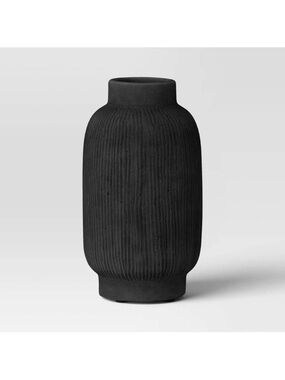Threshold Tall  Black Ribbed Ceramic Vase- Fall Decor Harvest